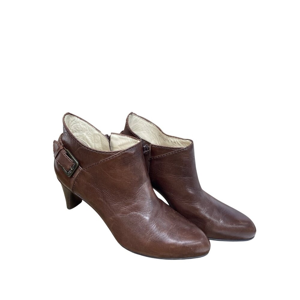 Cole Haan womans brown leather Kitt heels ankle boots Sz 7.5B SKU 9617 - Picture 12 of 13